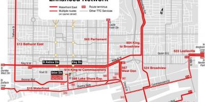 Térkép Vízparti Keleti továbbfejlesztett hálózati Toronto