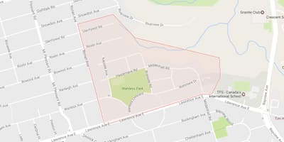 Térkép Wanless Park szomszédságában, Toronto