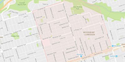 Térkép Woodbine Heights környéken Toronto