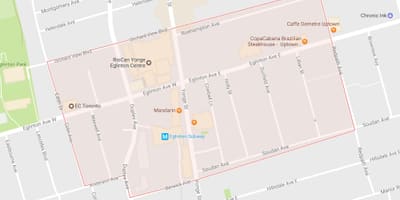 Térkép Yonge, Eglinton környéken Toronto