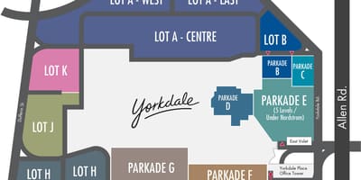 Térkép Yorkdale Bevásárló Központ parkoló